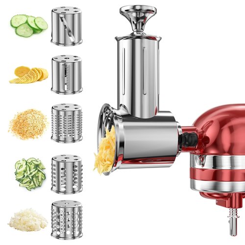 Slicer Shredder Attachment for KitchenAid Stand Mixer with 5 Blades, Cheese Grater Attachment, Fresh Prep Slicer, Bigger Vegetable Salad Maker Accessories for Kitchenaid