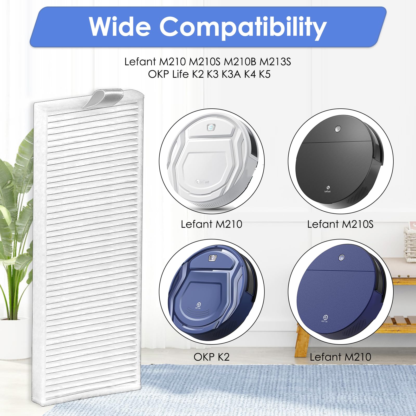 (6 Pieces) HEPA Filter Compatible with Lefant M210B M213S M210S M210 M213, OKP Life K2 K3 K3A K4 K5, Replacement Parts 6 Filters
