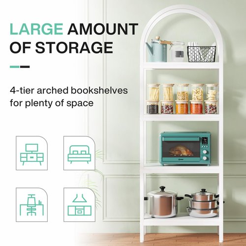 Tribesigns 4-Tier Open Bookshelf, 70.8" Industrial Wood Bookcase Storage Shelves with Metal Frame, Freestanding Display Rack Tall Shelving Unit for Office, Bedroom, Living Room (White, 1PC)