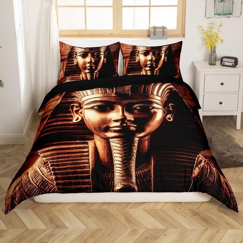 Erosebridal Pharaoh Bedding Sets, King Size 3D Ancient Egypt Tribe Decor Comforter Cover Set for Adult Women Boys Bedroom Home Decor, Egyptian Pyramids Exotic Style Duvet Cover, No Filling Inside