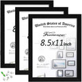8.5x11 Picture Frames Set of 3 by [Brand Name] - Shatter-Resistant Glass for Wall/Tabletop Display