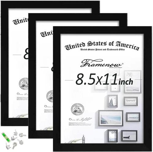 8.5x11 Picture Frames Set of 3 by [Brand Name] - Shatter-Resistant Glass for Wall/Tabletop Display
