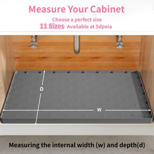 Sdpeia Under Sink Mat 22"×19" Waterproof Silicone Cabinet Liner & Sink Protector for Kitchen & Bathroom, Multi-Purpose Organizers Tray for Pets, Laundry, Cat Litter Mat,Gray