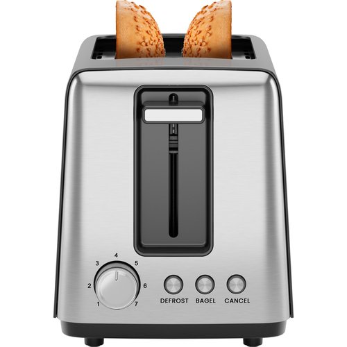 Chefman 2 Slice Toaster, 7 Shade Settings, Removable Crumb Tray, Thick Bread and Bagel Toaster with Defrost and Cancel Buttons – Black