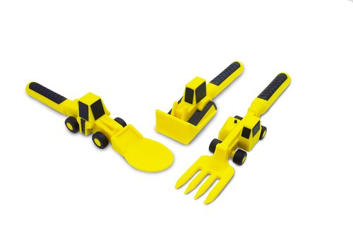 Constructive Eating - Toddler Construction Utensils Made in USA - Silverware for Toddlers - Utensils for Kids - Constructive Eating Utensil Set