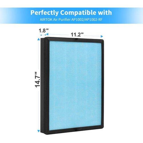 GoKBNY 2-Pack AP1002 Replacement Filter Compatible with AIR TOK AP1002 Purifier, Part # AP1002-RF, 3-in-1 Filters