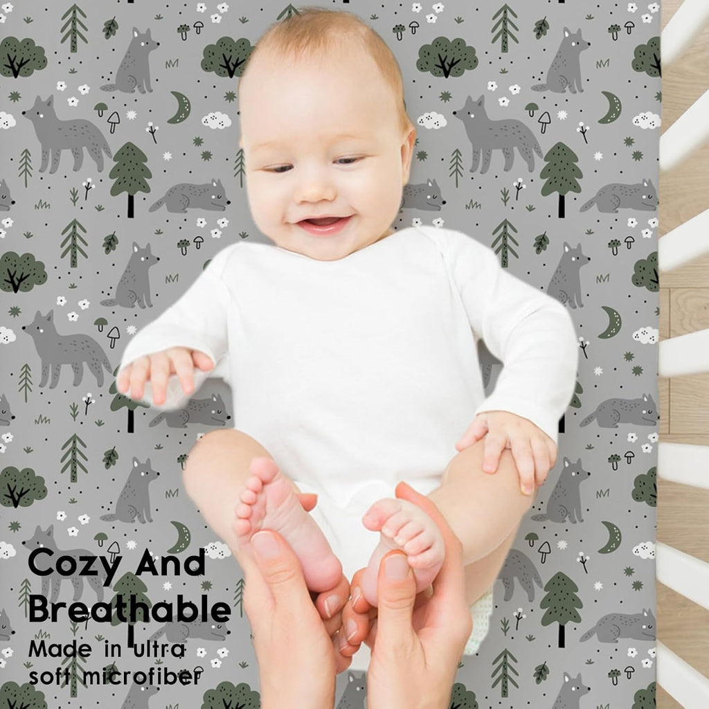 Yoofoss Fitted Baby Crib Sheets - Super Soft Microfiber 2-Pack for Standard Crib & Toddler Mattress | 28x52x8in (Fox)