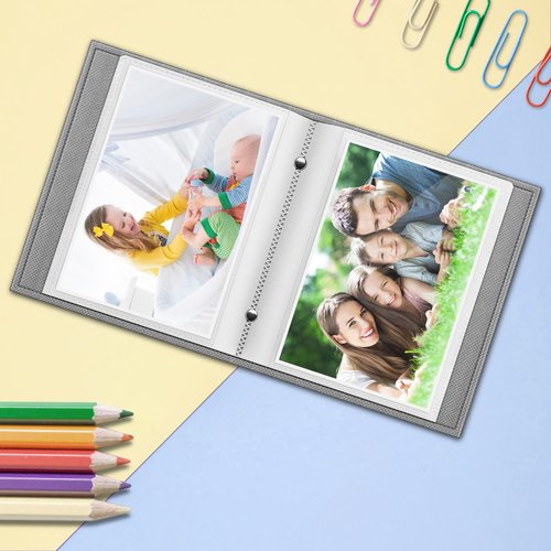 Fintie Photo Album 4x6 Photos - 52 Pockets Small Mini Capacity Premium Vegan Leather Cover, Portable Wallet Albums for Family Wedding Boys Girls, Vintage Brown