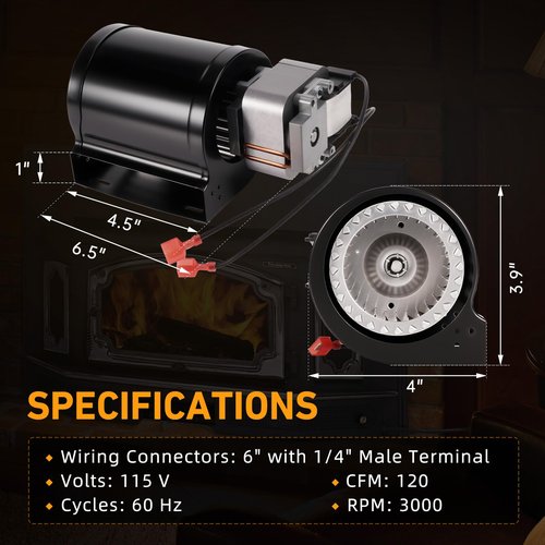 Kozlira 1 Pair Blower Motor for Lopi & Avalon Wood Stove, Freedom Bay, Answer, Revere, Rainier, Pendleton, for 99000137 99000123 99000190 99000126 99000128 99000133 Blower Fan (Left + Right)