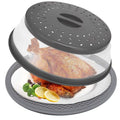 12“ Large Microwave Splatter Cover & Silicone Mat,12 Inchs Vented Collapsible Guard dish Plate lid & Round Kitchen mat for food