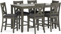 Signature Design by Ashley Caitbrook Casual Counter Height Dining Table & Upholstered Bar Stools Set of 7 - Gray