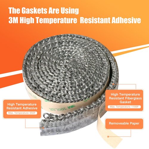 Protalwell Self Adhesive Stove Window Glass Gasket Tape, 1" Width 72" Length, Flat Stove Door Glass Gasket, Self Stick Flat Gasket Tape for Stove and Fireplace Window Glass