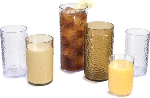 Carlisle FoodService Products Pebble Optic Pebble Tumbler Plastic Tumbler for Restaurants, Catering, Kitchens, Plastic, 9 Ounces, Clear, (Pack of 24)