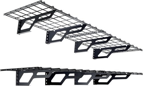 Atlas Heavy Duty Garage Wall Shelves - 2-Pack 2x6 Ft Metal Floating Storage Rack | 800lbs Capacity