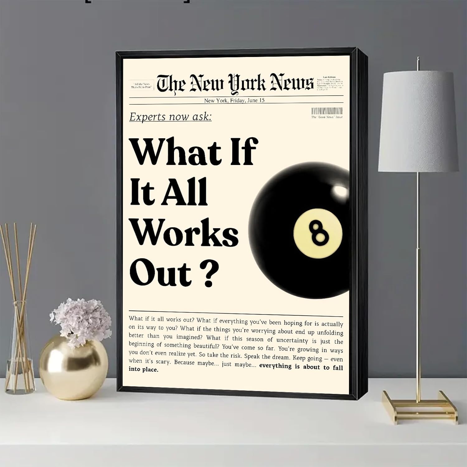 **What If It All Works Out | Black Canvas Wall Art - Inspirational Quotes for Home Decor | 12x18 in**