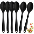 6 Pcs Small Silicone Spoons 8 Inch mini Mixing Spoons for cooking,Heat Resistant Spoons, Mixing Spoons for Kitchen Cooking Baking Stirring Mixing Tools (B Black 6PCS)