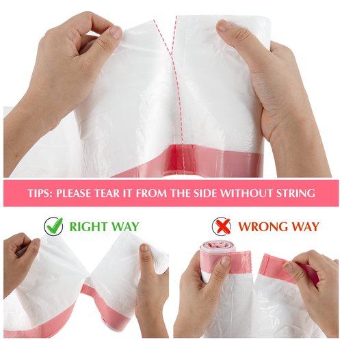 Small Trash Bags 2-4 Gallon Drawstring-Ryobyo Small Garbage Bag Extra Strong, Unscented, Stretchy, Quick Cinch for Bathroom Kitchen, White 44 Count