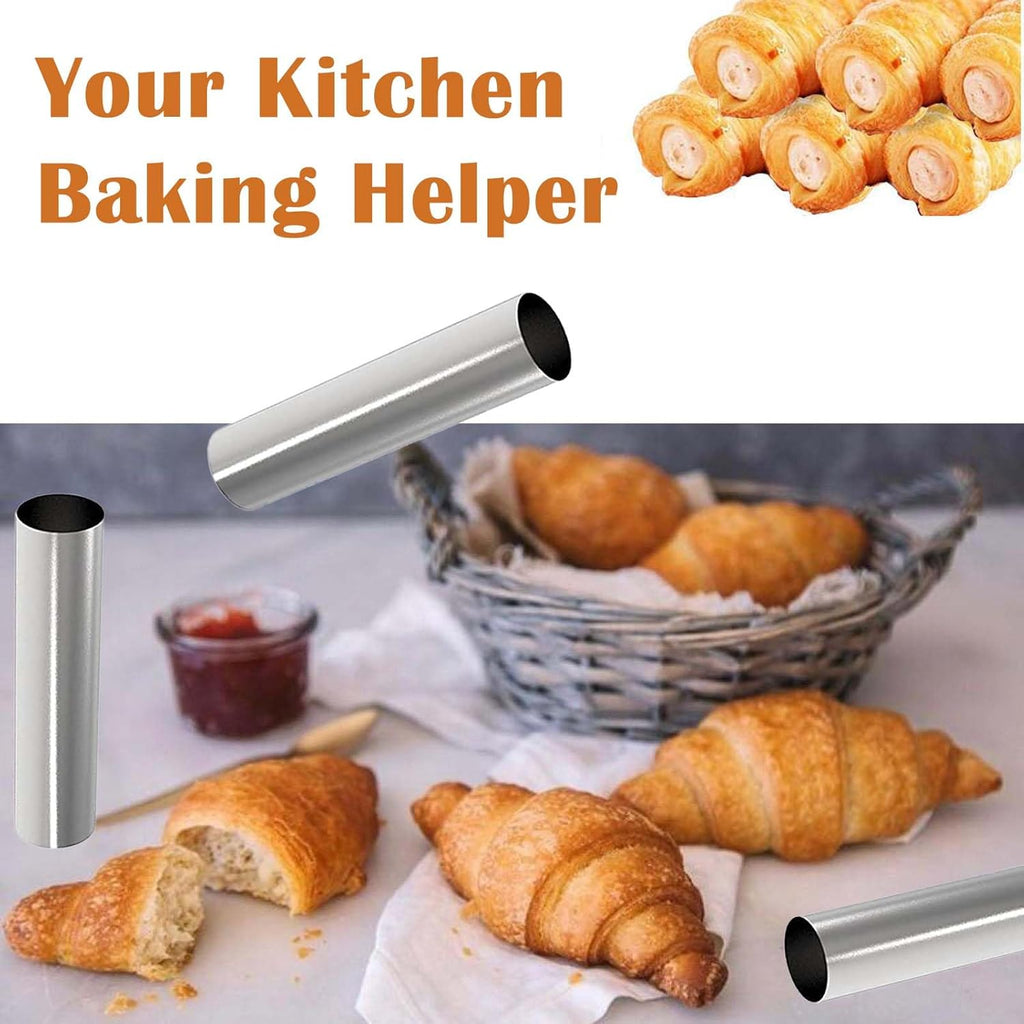 Skiennix Non-Stick Cream Horn Molds - 6 Pcs Stainless Steel Cannoli Tubes | 4.92 Inch Baking Cones