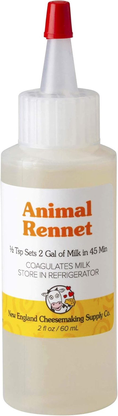 Liquid Animal Rennet - Single Strength Calf Rennet for Easy Home Cheese Making - Non-GMO, Gluten-Free (2 oz)
