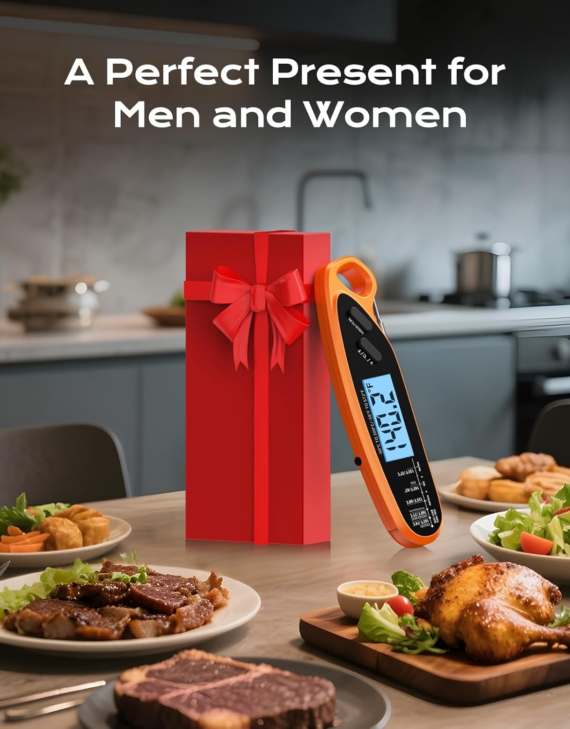 Skiennix Digital Meat Thermometer - Dual Probe with Large Backlit Display for Accurate Cooking