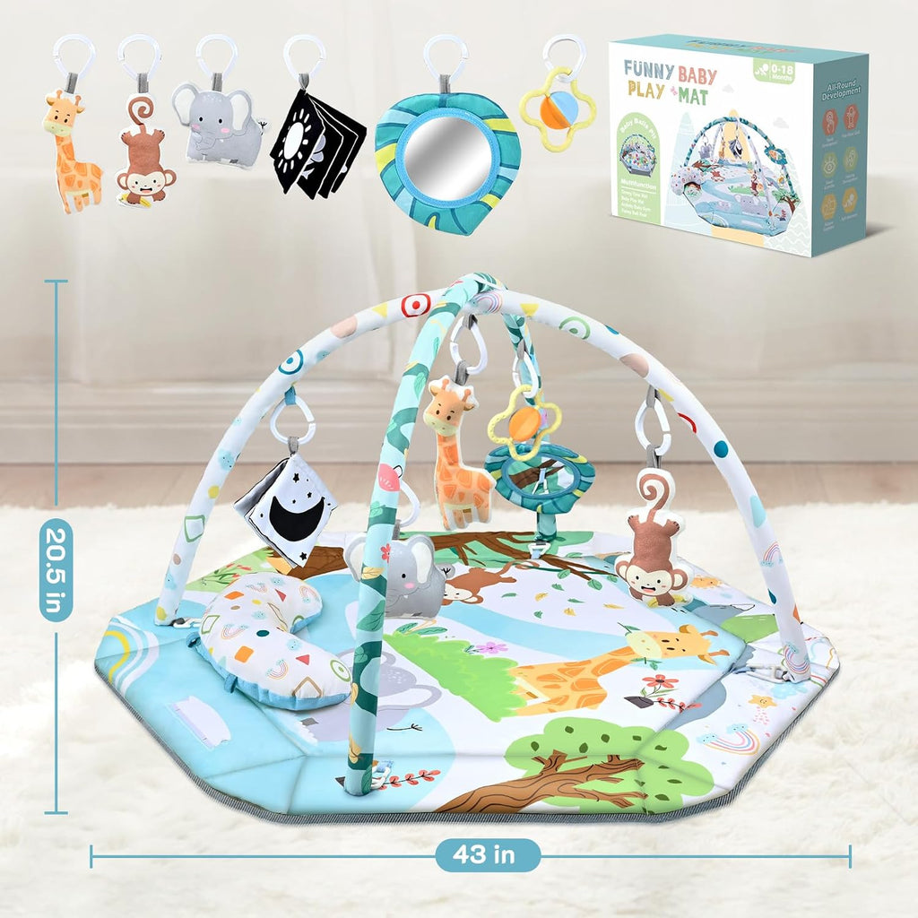 Skiennix Baby Gym Play Mat - 8-in-1 Tummy Time & Ball Pit | Washable Activity Mat for Sensory Development