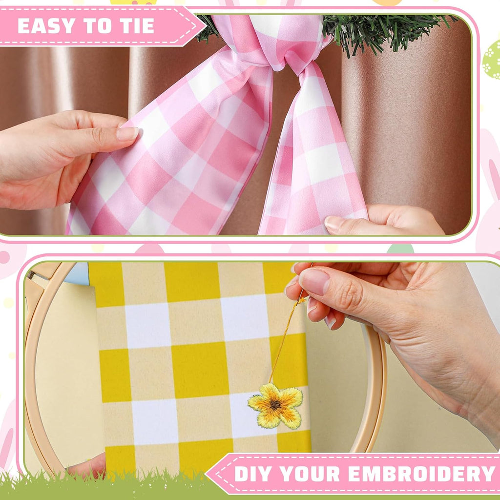 VitalCozy Easter Wreath Sash Set - 4 Pcs Embroidery Blank Accessories for Indoor/Outdoor Decor (4.49" x 56.30")