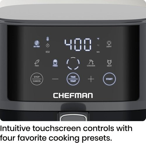 Chefman Air Fryer - 4 QT Compact Air Fryer with Hi-Fry Technology for Extra Crisp Meals - Grey