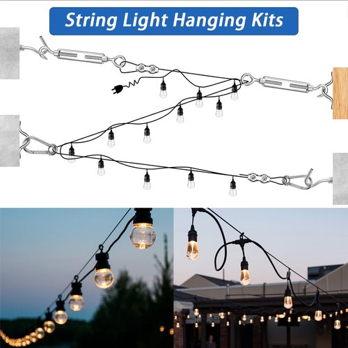 Toyeah 1/16" Wire Rope Kit with 300FT Vinyl Coated 304 Stainless Steel Wire Rope with M5 Turnbuckle, 7x7 Strand Core Tensioner Kit for String Light Hanging, Garden, Clothes Line and Plant Climbing