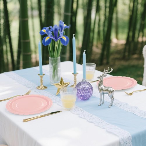 Xjoviative 50 Pcs Pink Paper Plates 7 Inch, Scalloped Paper Plates Disposable Cake Dessert Dinner Plate for Birthday Baby Shower Wedding Party Decorative Supplies (Pink, 7 INCH)