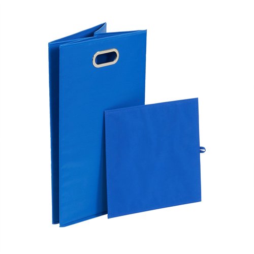 Household Essentials GEN Folding Laundry Hamper, Grommet Handles, Sturdy Fiberboard with Polyester Lining, Quick Set-Up, Squared Shape Saves Space, Blue
