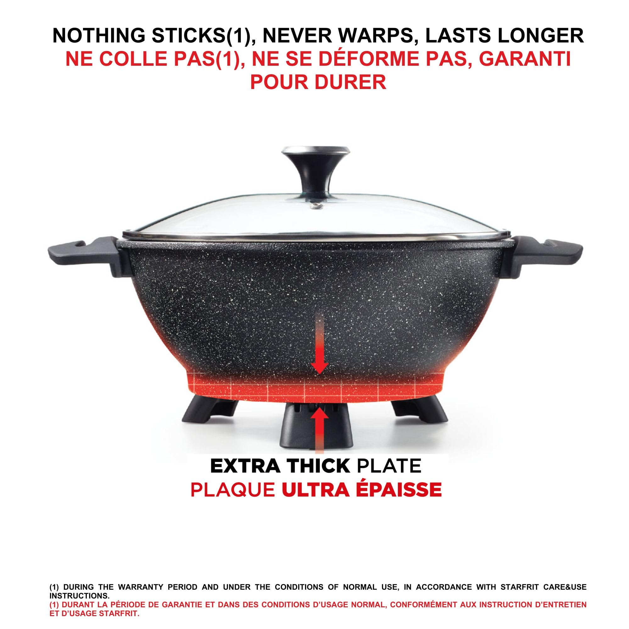 Starfrit The Rock Electric Multi Pot - 4.5L - Rock.Tec Non-Stick - Tempered Glass Lid - Variable Temperature Control