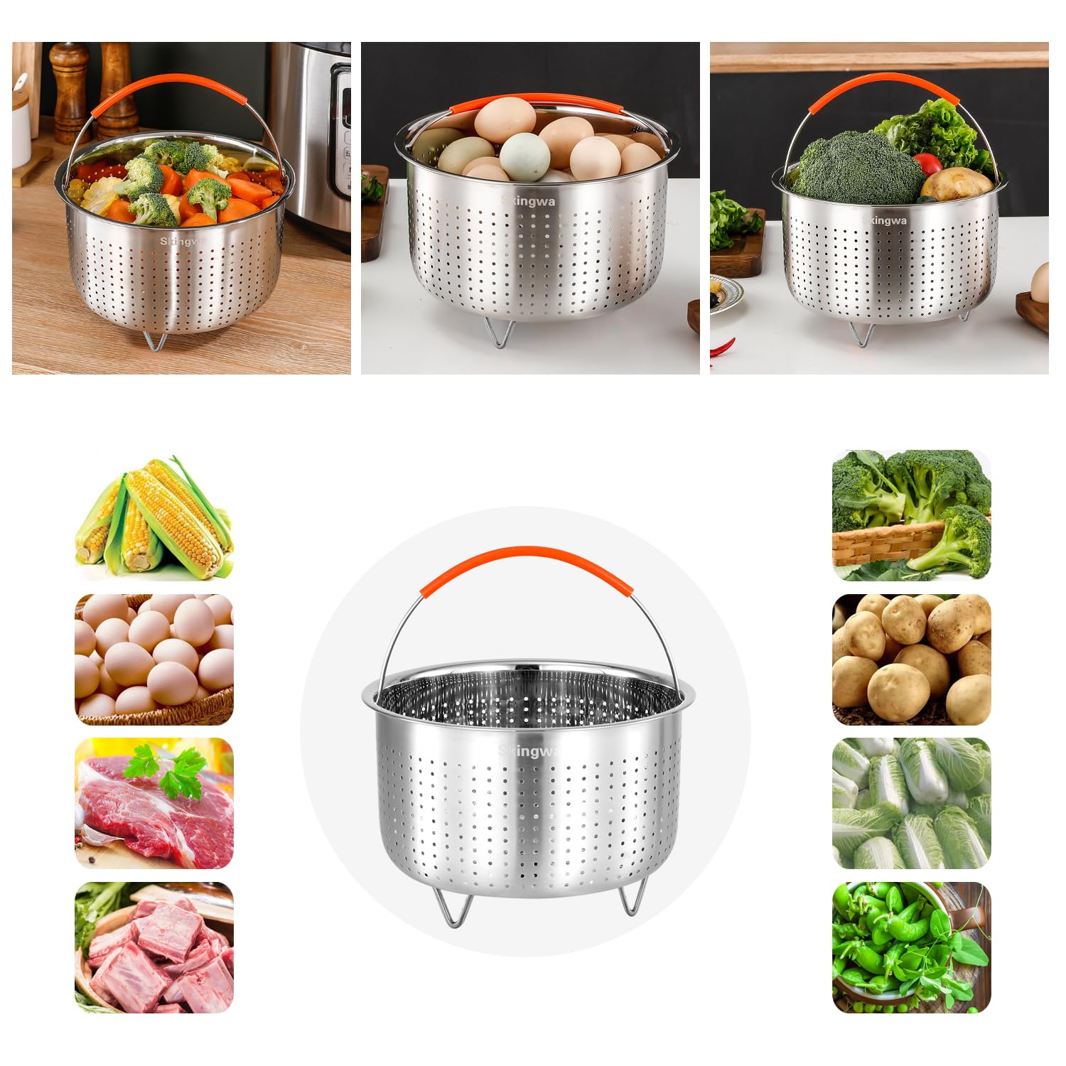 Steamer Basket for Instant Pot, Stainless Steel Vegetable Steamer Basket Insert for Pots (3qt)