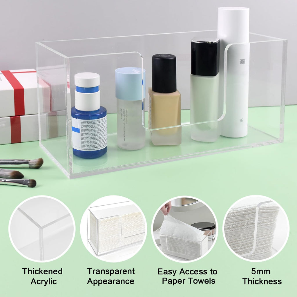 Acrylic Paper Towel Dispenser, Clear Napkin Holder for Bathroom, 4 Pack