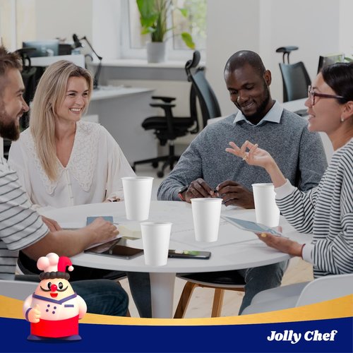 JOLLY CHEF 1000 Pack Disposable Paper Coffee Cups 12 oz Hot Beverage Cups for Party, Office, Home, Travel and More