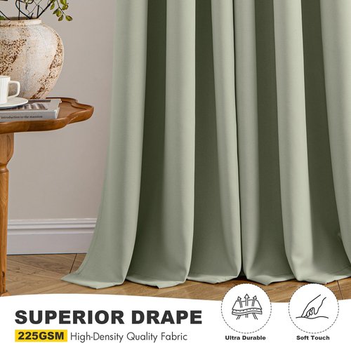 MIULEE Sage Green Blackout Curtains - Thermal Insulated Room Darkening Drapes | 40 x 48 Inches, 2 Panels