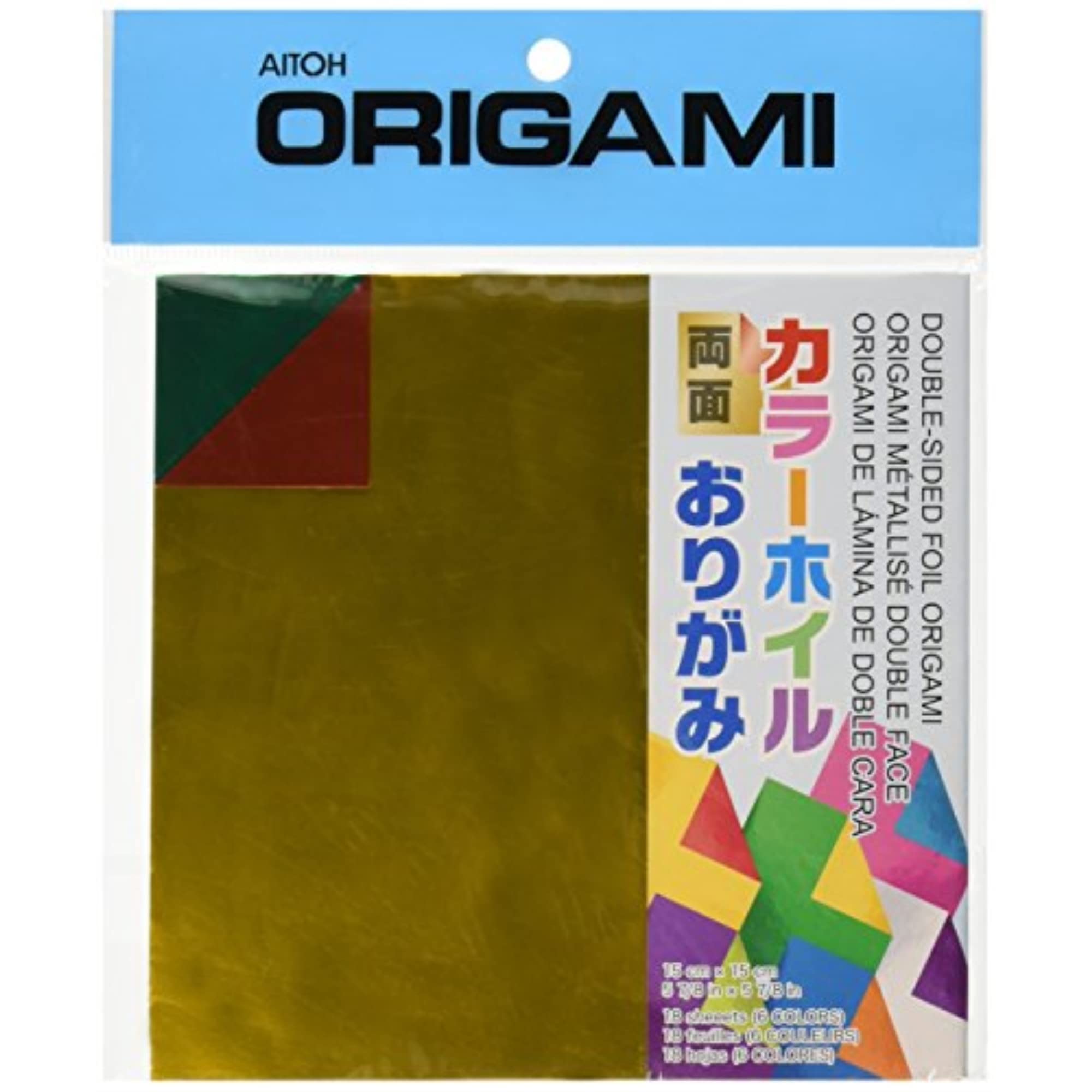 Aitoh Origami Paper 5.875"X5.875" 18/Pkg, Assorted Foil/Foil Double-Sided