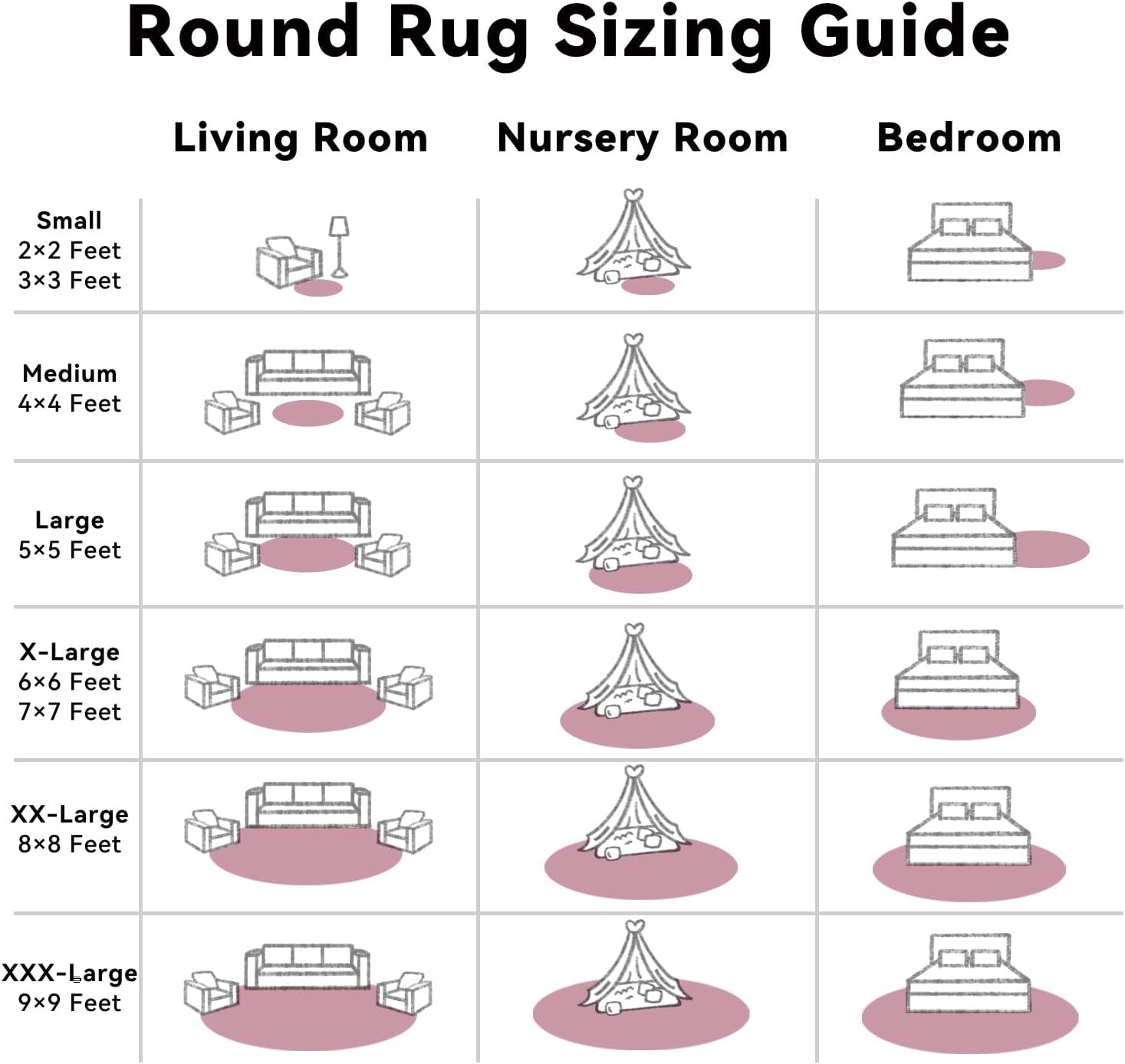 OLANLY Blush Round Area Rug - Soft, Machine Washable 2 ft Circle Carpet for Bedroom & Nursery Decor