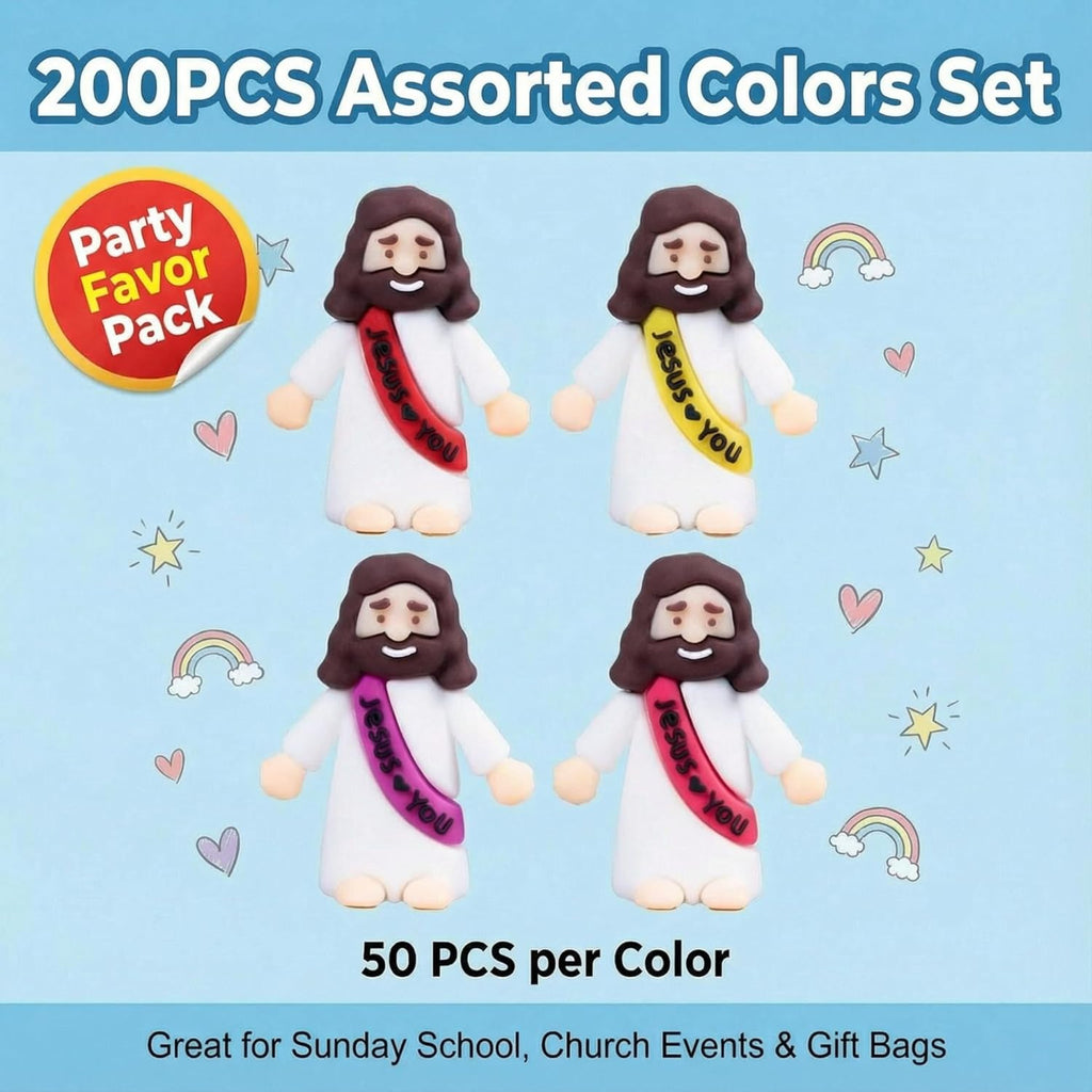 Skiennix Mini Jesus Figurines - 200PCS Bulk Religious Toys for Easter Egg Stuffers & Gifts - Bright Colors