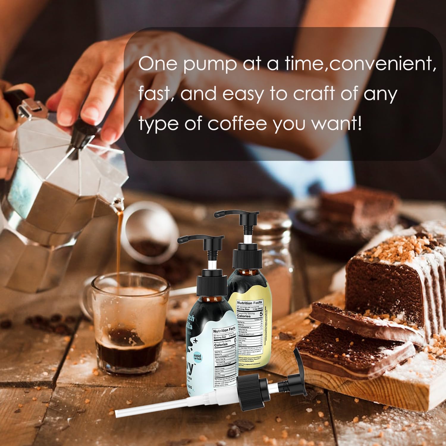 Oxyooh Syrup Pump for Javy Coffee Concentrate 6fl oz, 4 Pack Syrup Pump Dispenser Compatiable with Javy Protein Coffee Concentrate for 177ml Bottle, Replaces Measuring Spoon
