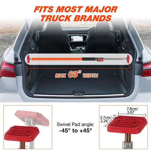 3rd Hand Adjustable Support System, Adjustable Cargo Bar for Pickup Truck Bed, and Drywall - Extends from 35" to 63", 2 Pack Load-Bearing Capacity 264 lb (120 kg)