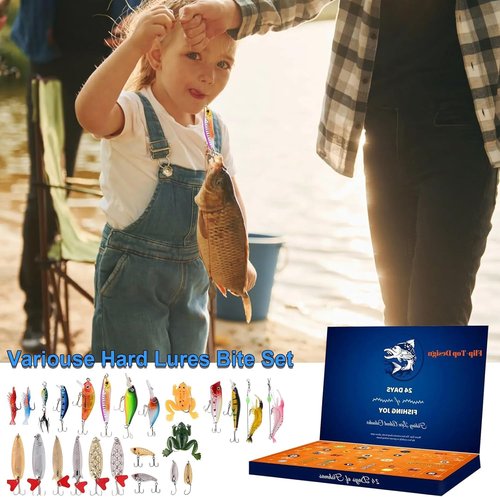 Fishing Advent Calendar 2025 | 24 Days of Christmas Countdown Fishing Lures Set for Enthusiasts