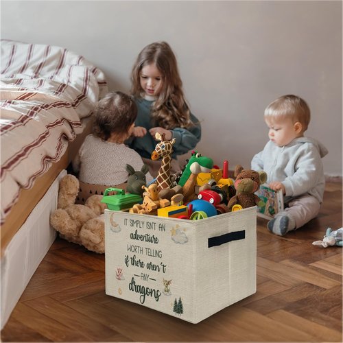 ATBWGT Dragon Nursery Storage Bins Box, Toybox for Boys Girls, Adventure Forest Dragon Foldable Storage Baskets Organizer for Bedroom Bathroom Kids Room Dorm Clothes Toys Books
