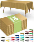 Pureegg Disposable Plastic Tablecloths - 10 Pack, 54 x 108 Inch, Sturdy & Leakproof, Gold for Events