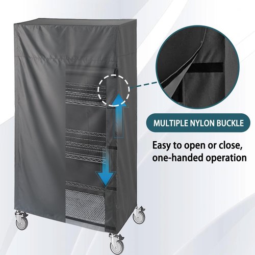 ZYSUOR Waterproof Shelving Cover for 36" x 24" x 72" Wire Racks | Heavy-Duty Storage Shelf Cover with Nylon & Hook-and-Loop Closure | Black (No Shelves)