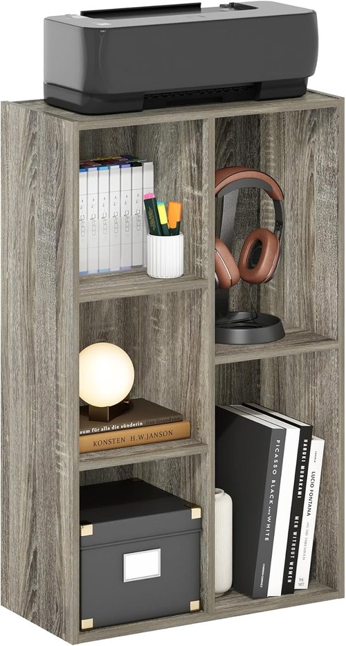 Furinno LUDER Bookshelf - 5-Cube Reversible Bookcase for Easy Assembly | French Oak Finish, 9.4 x 19.5 x 31.5