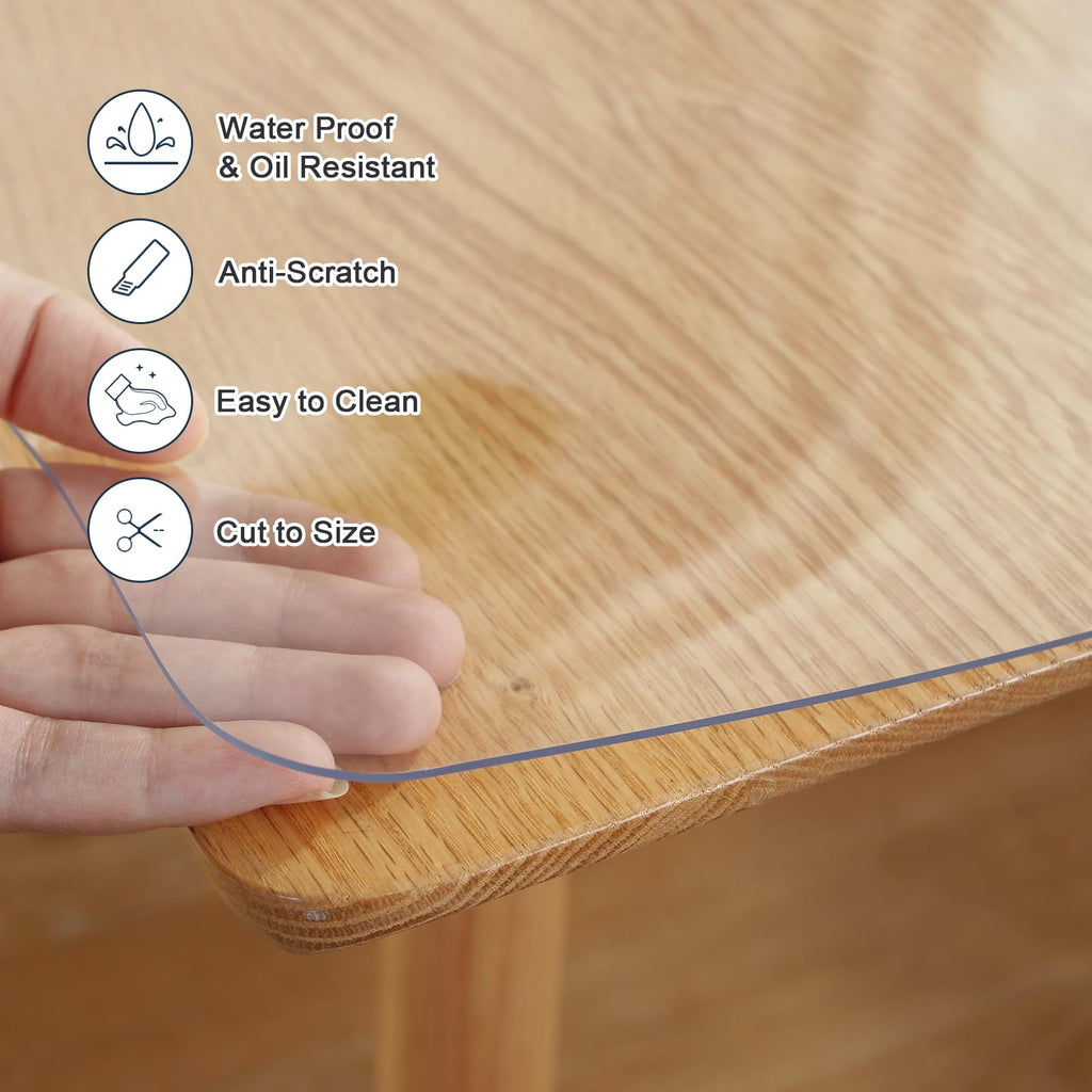 LovePads Clear Table Cover Protector, 30 x 60 Inch 2mm Thick Plastic Table Cover, Table Protector for Dining Room Table, Waterproof Dresser Cover Top for Kitchen, Coffee, Writing Desk
