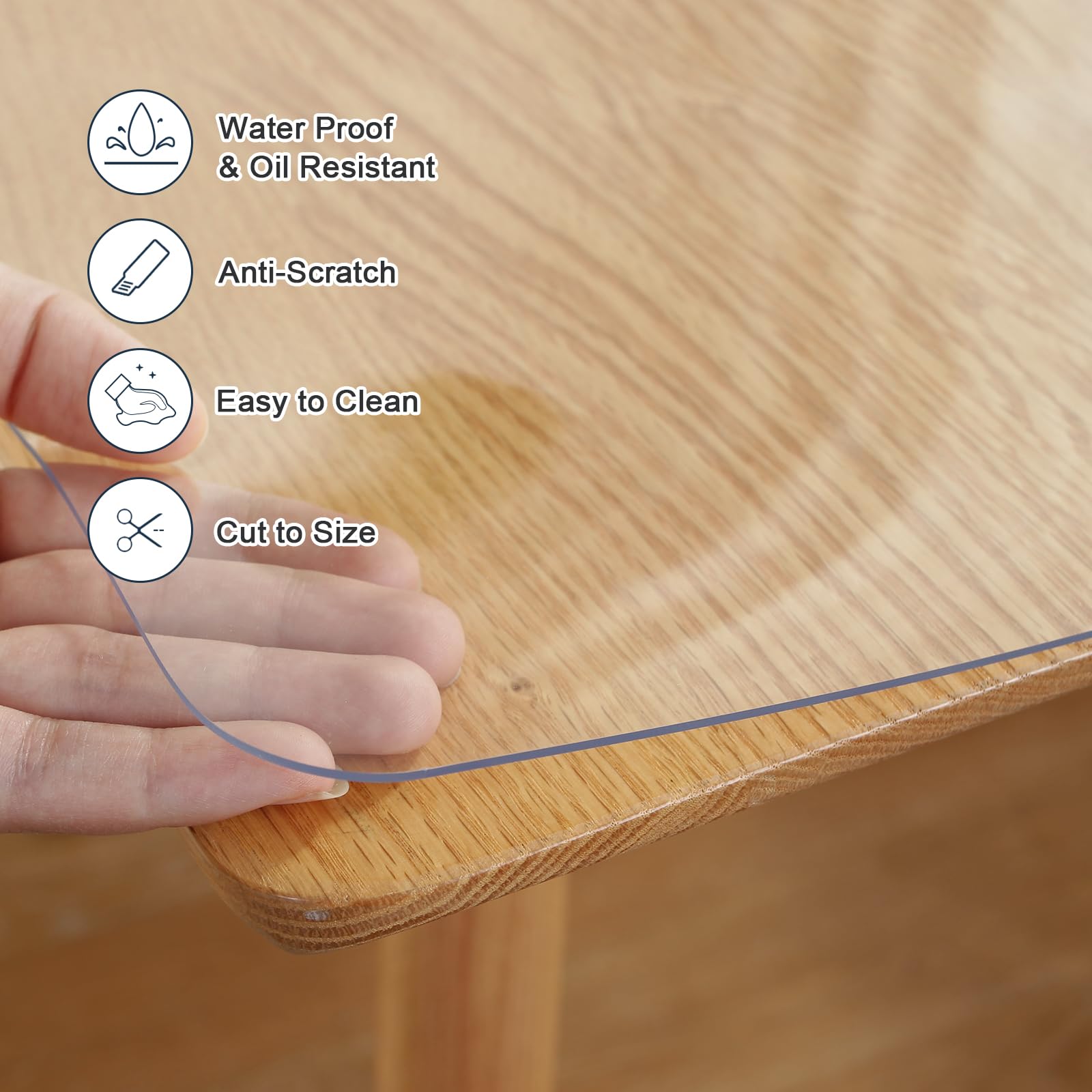 LovePads Clear Table Cover Protector, 30 x 60 Inch 2mm Thick Plastic Table Cover, Table Protector for Dining Room Table, Waterproof Dresser Cover Top for Kitchen, Coffee, Writing Desk