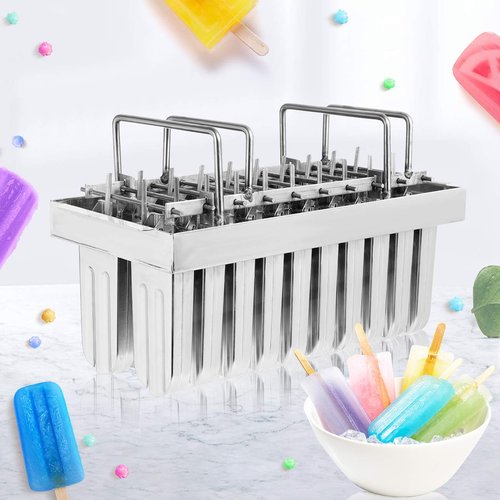 WICHEMI Commercial Popsicle Molds Stainless Steel Ice Pop Molds 20PCS Metal Ice Lolly Popsicle Mold Ice Cream Maker Mold Stick Holder with Lid Single Cup Capacity 85g