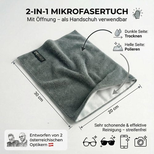 Glasses Cleaning Cloth (30 x 20 cm) - Microfiber Cloth for Cleaning Your Glasses, The Display of Your Cell Phone and Laptop as Well as The Lens of Your Camera from EYESHAKER®