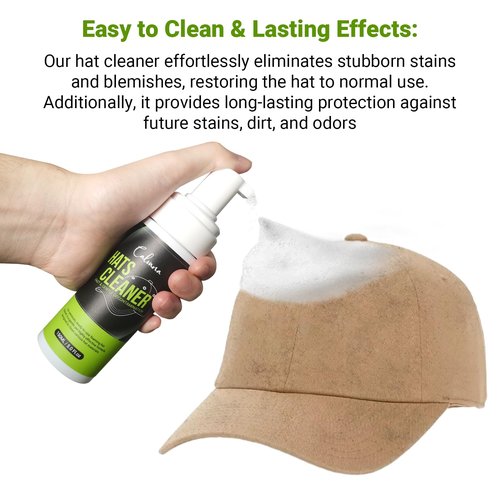 Calvana 4-in-1 Professional Hat Cleaning Kit, Quick-drying Cap Saver Cleaner, for Baseball Caps,Cowboy Hat, Felt Hat, Safe for Cotton, Wool, Polyester, 5oz Solution, Includes Towel and Brush